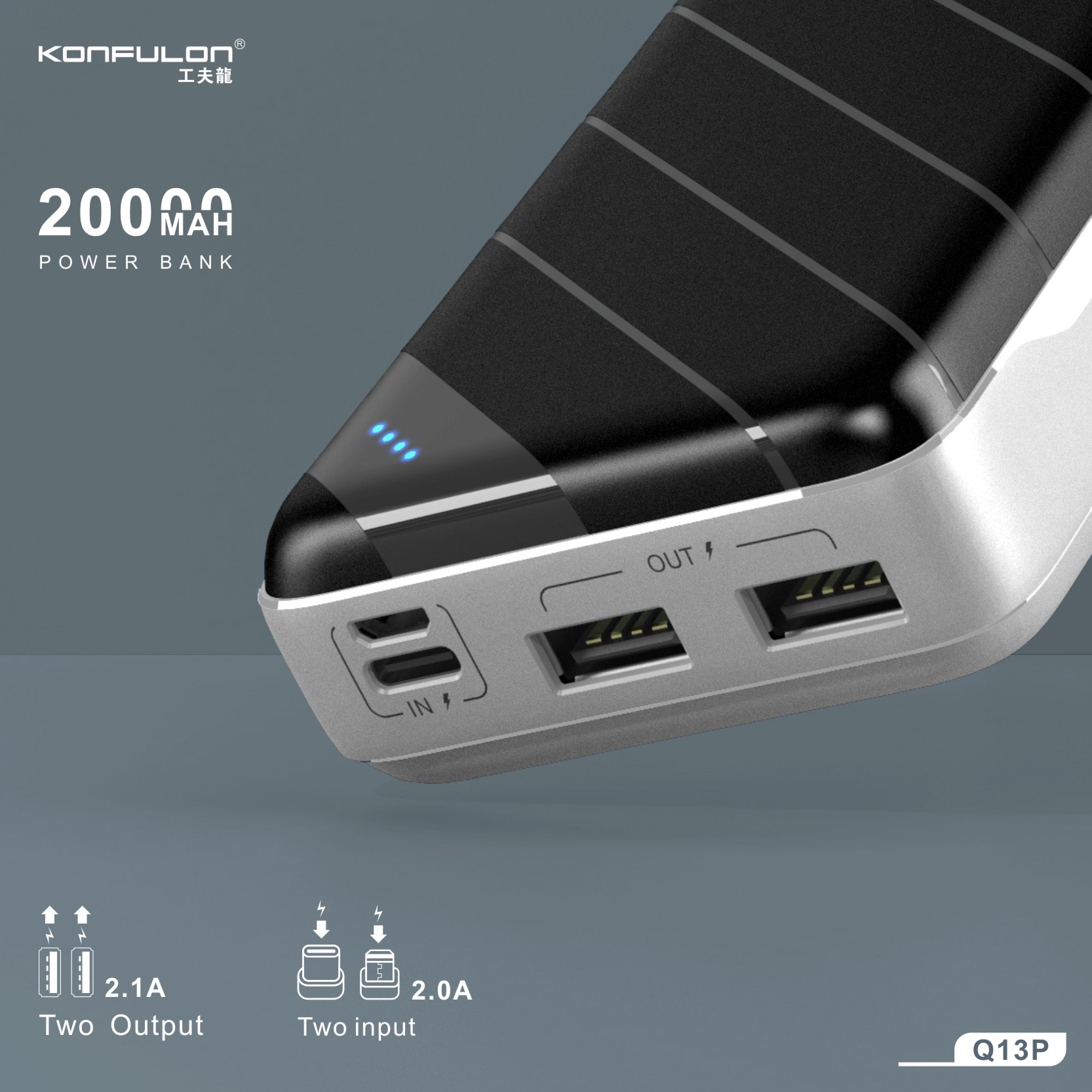 Konfulon 40,000mah Power Bank For Phones And Laptops With Multiple